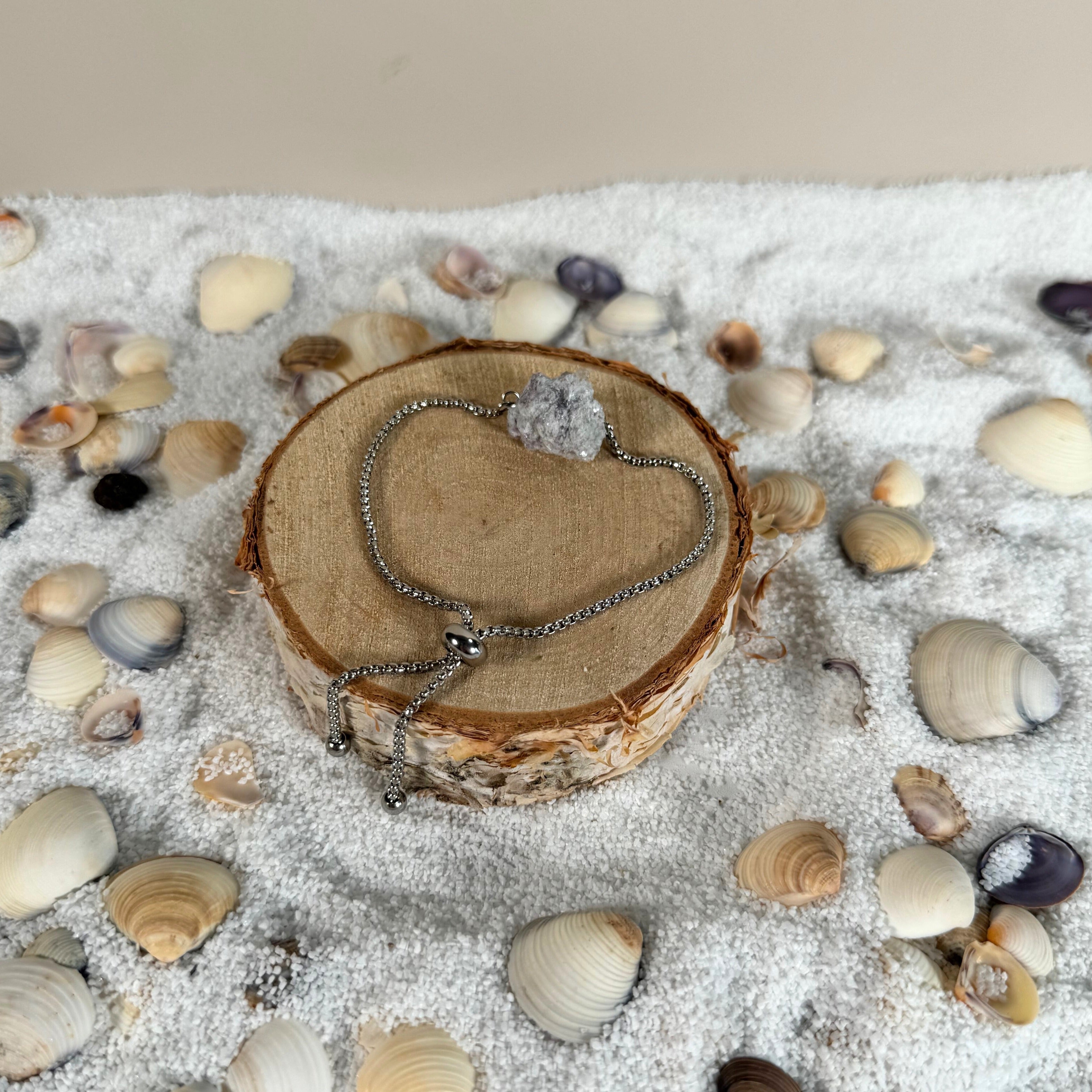 Bracelet réglable tourmaline rose brute