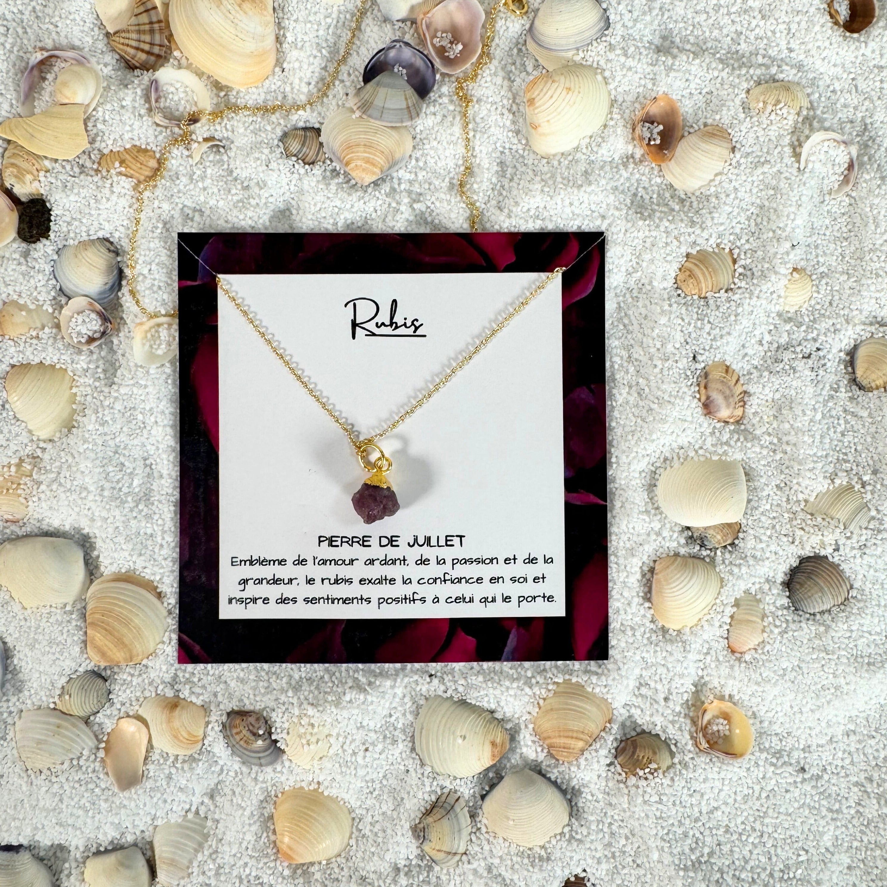 Collier de Juillet : Éclat de Rubis - Pierre de Naissance