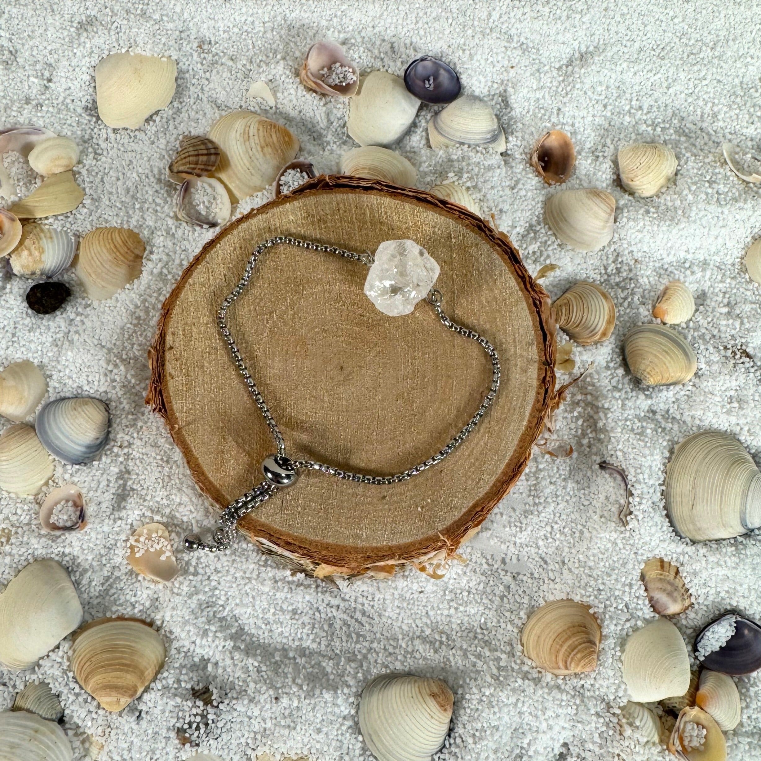 Bracelet réglable quartz naturel brute