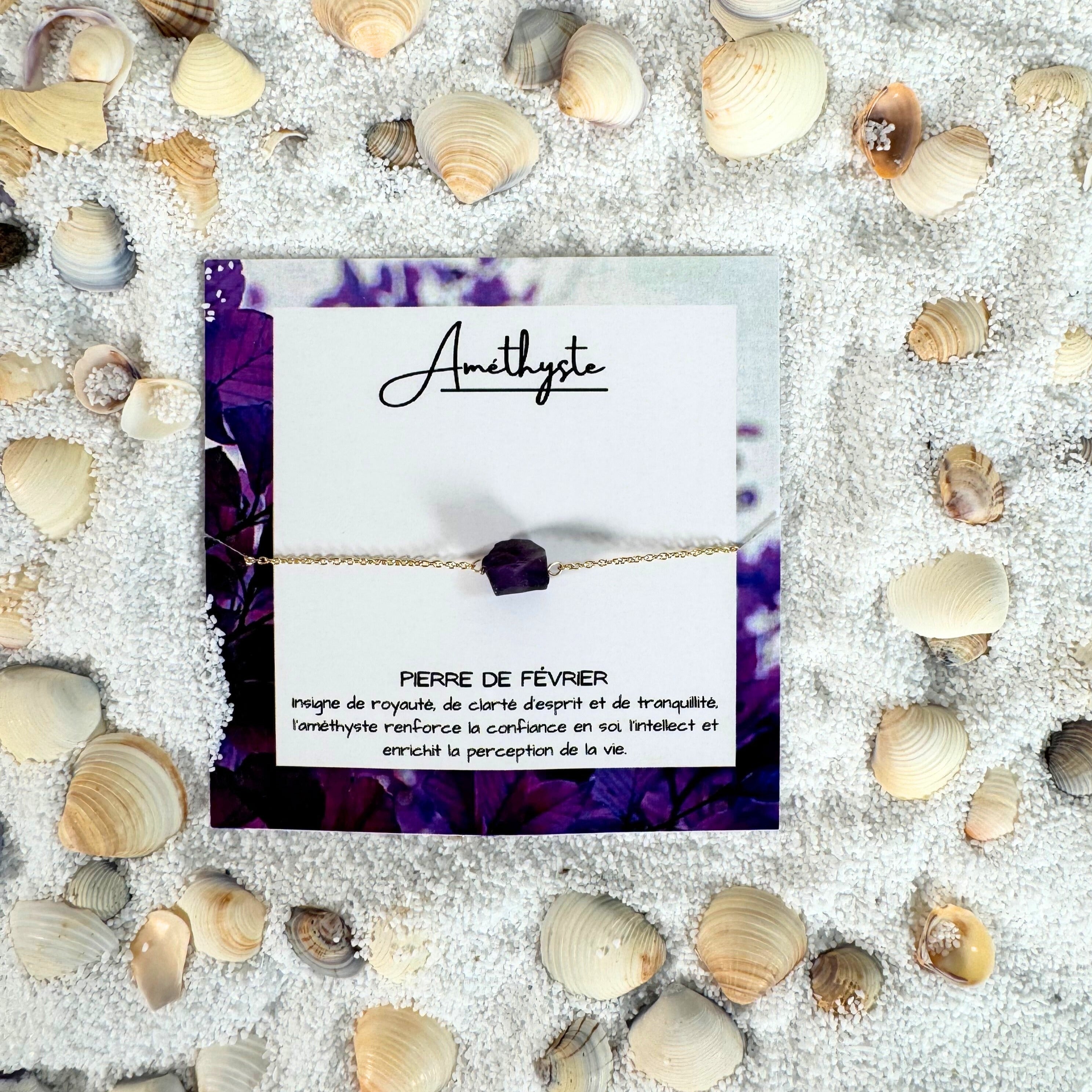 Bracelet de Février: Mystère d'Améthyste - Pierre de Naissance