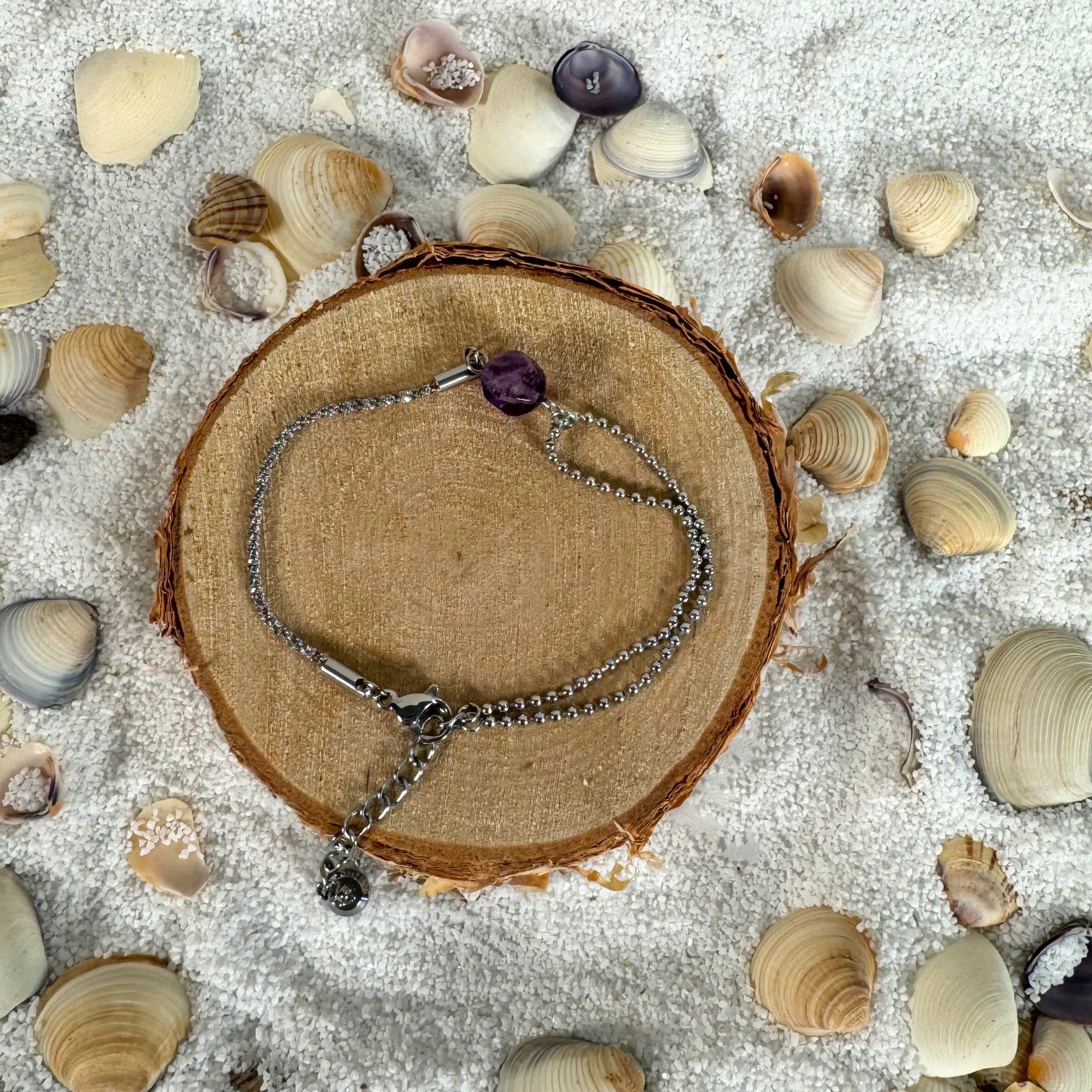 Bracelet réglable améthyste hexagonale