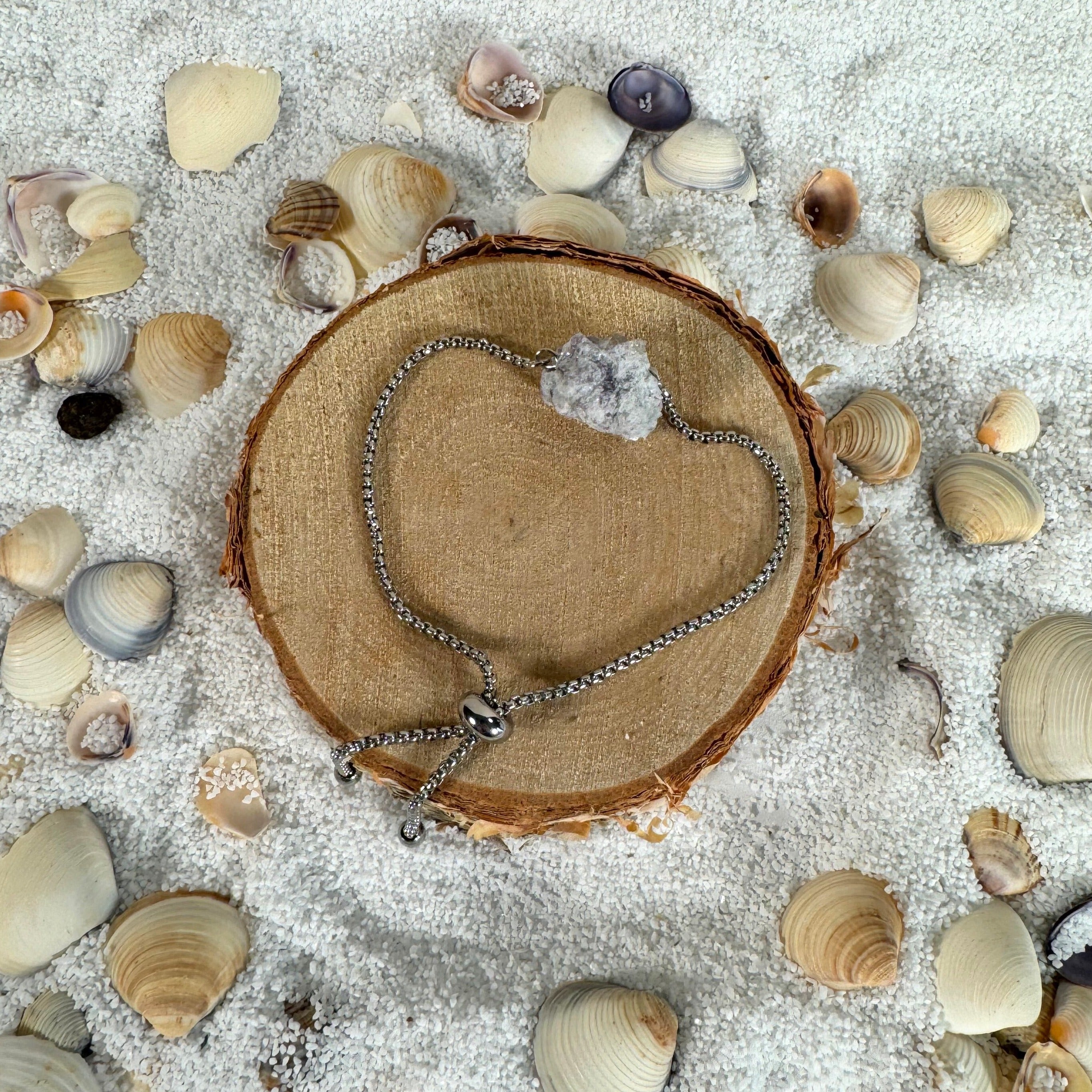 Bracelet réglable tourmaline rose brute