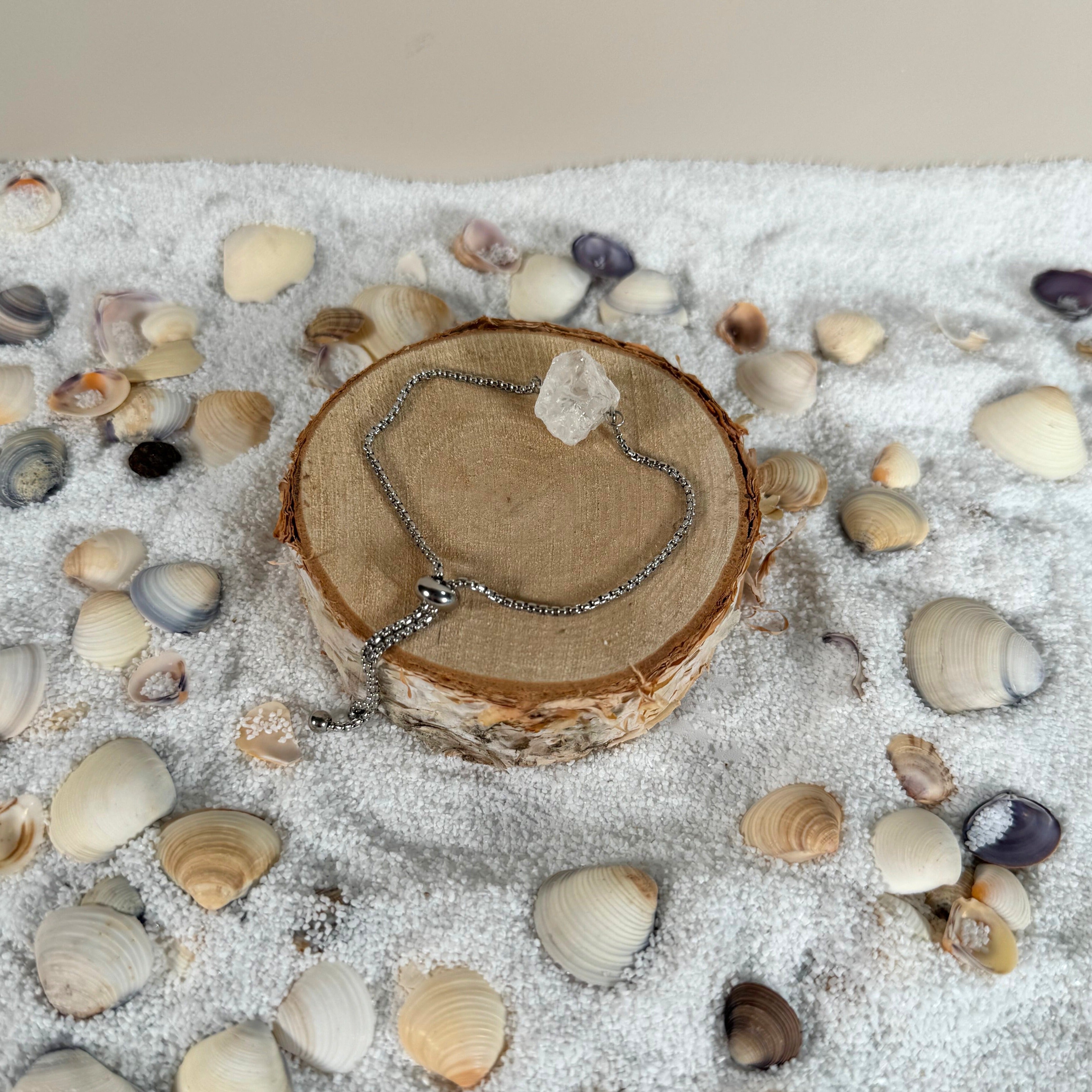 Bracelet réglable quartz naturel brute