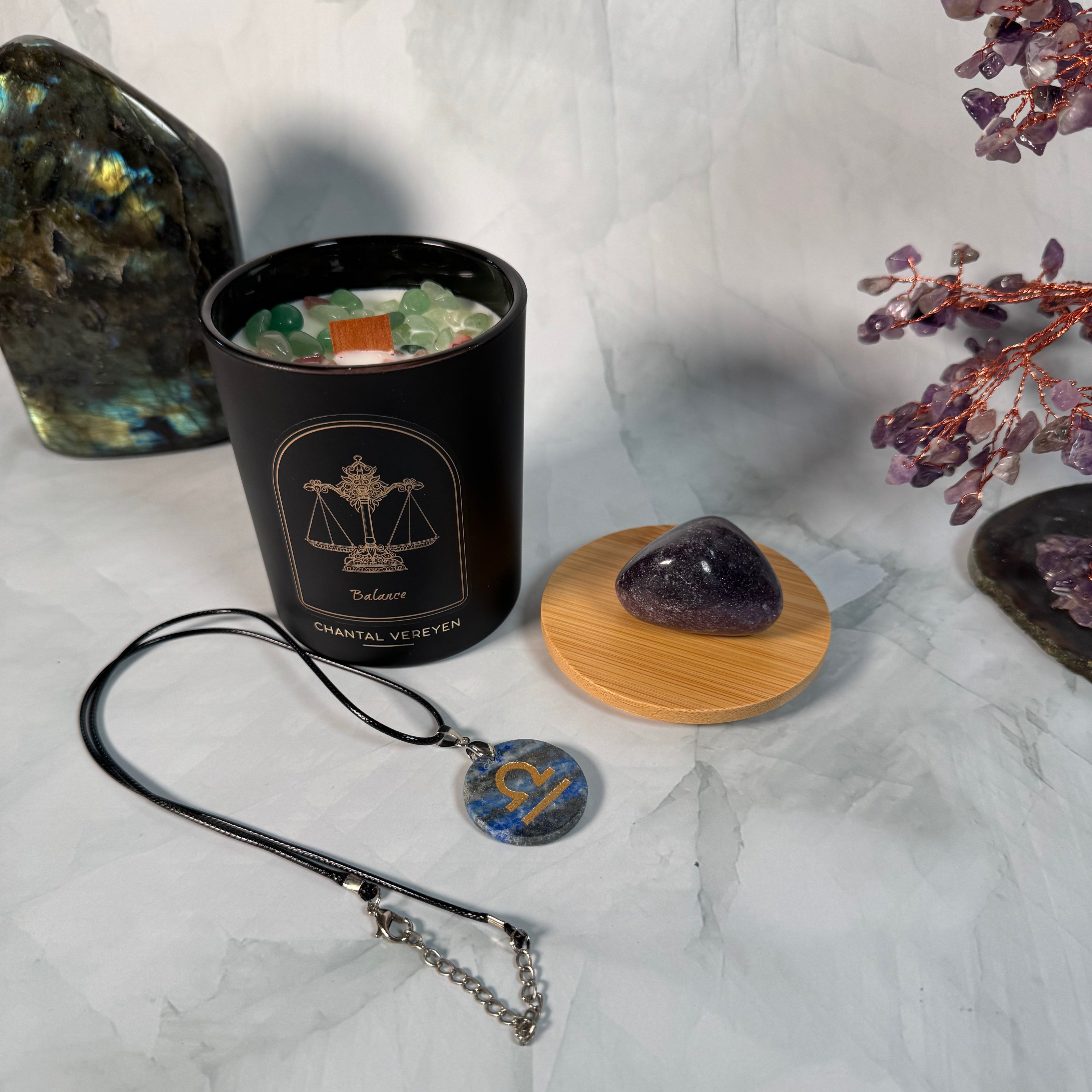 Ensemble Astrologique Balance : Bougie, Collier et Pierre