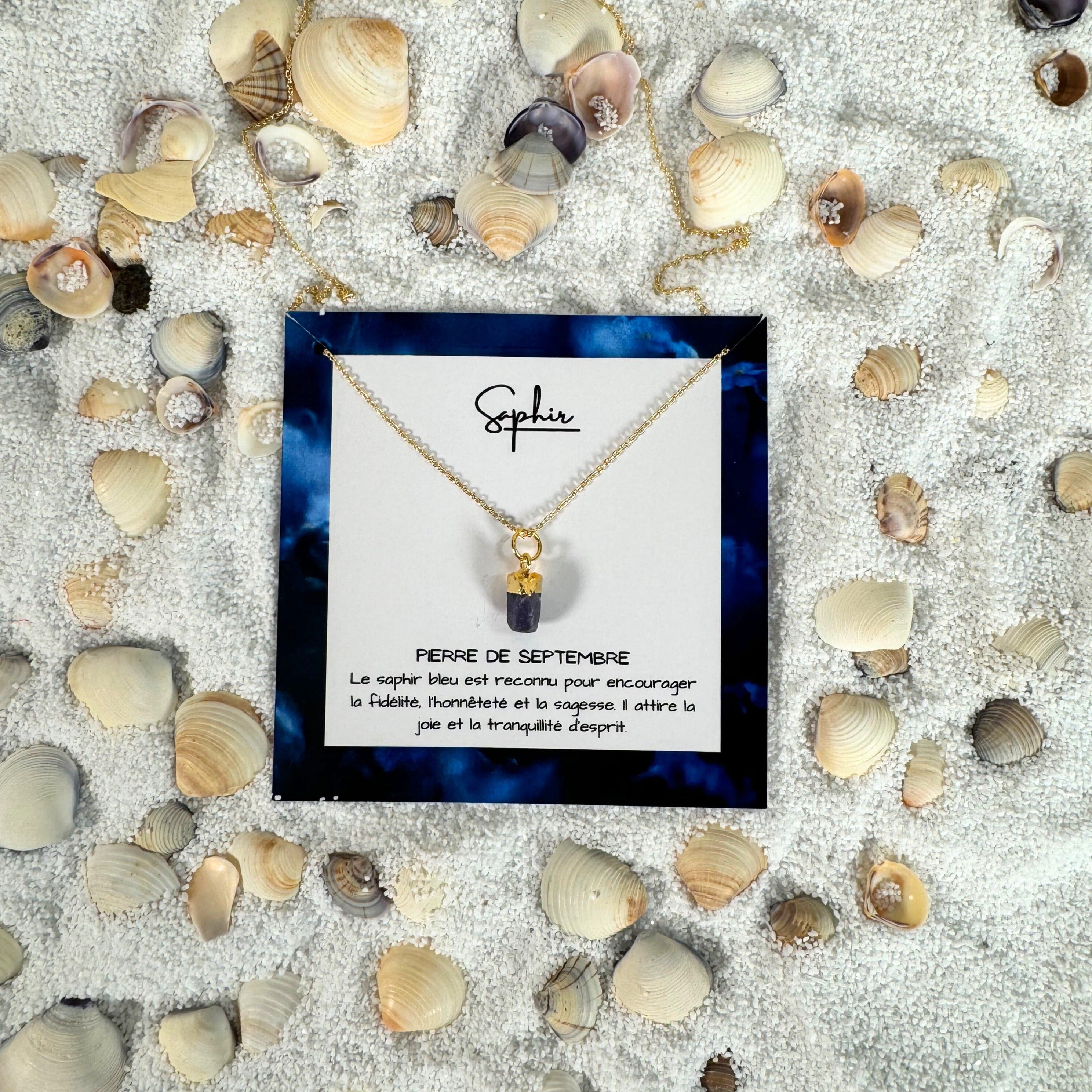 Collier de Septembre : Éclat de Saphir - Pierre de Naissance