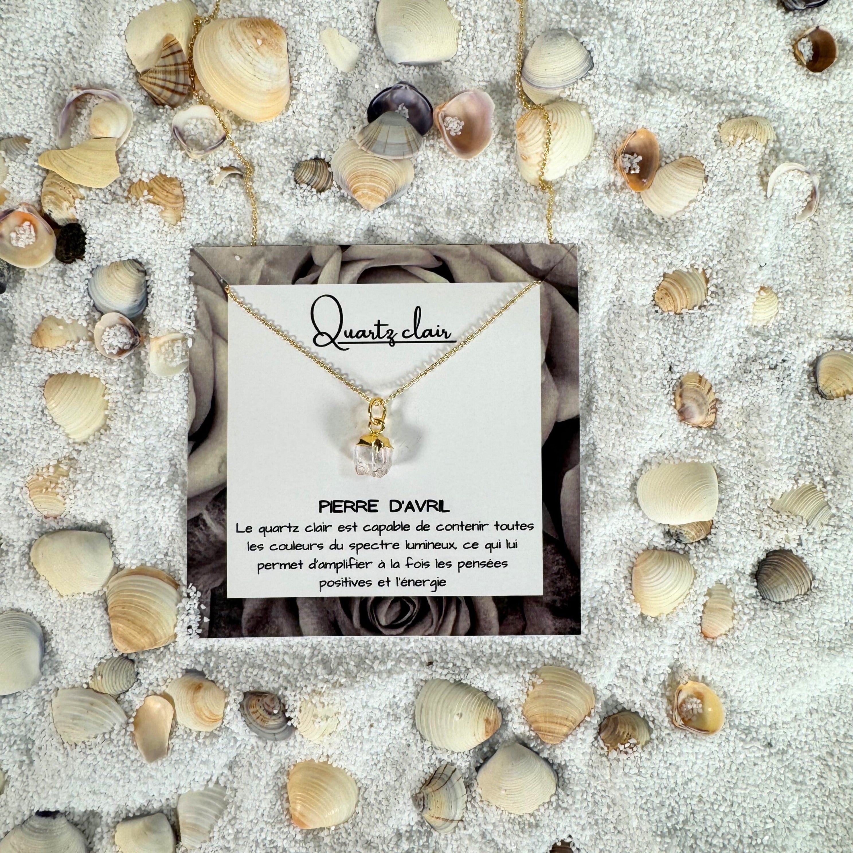 Collier d'Avril: Lumière de Quartz Clair - Pierre de Naissance