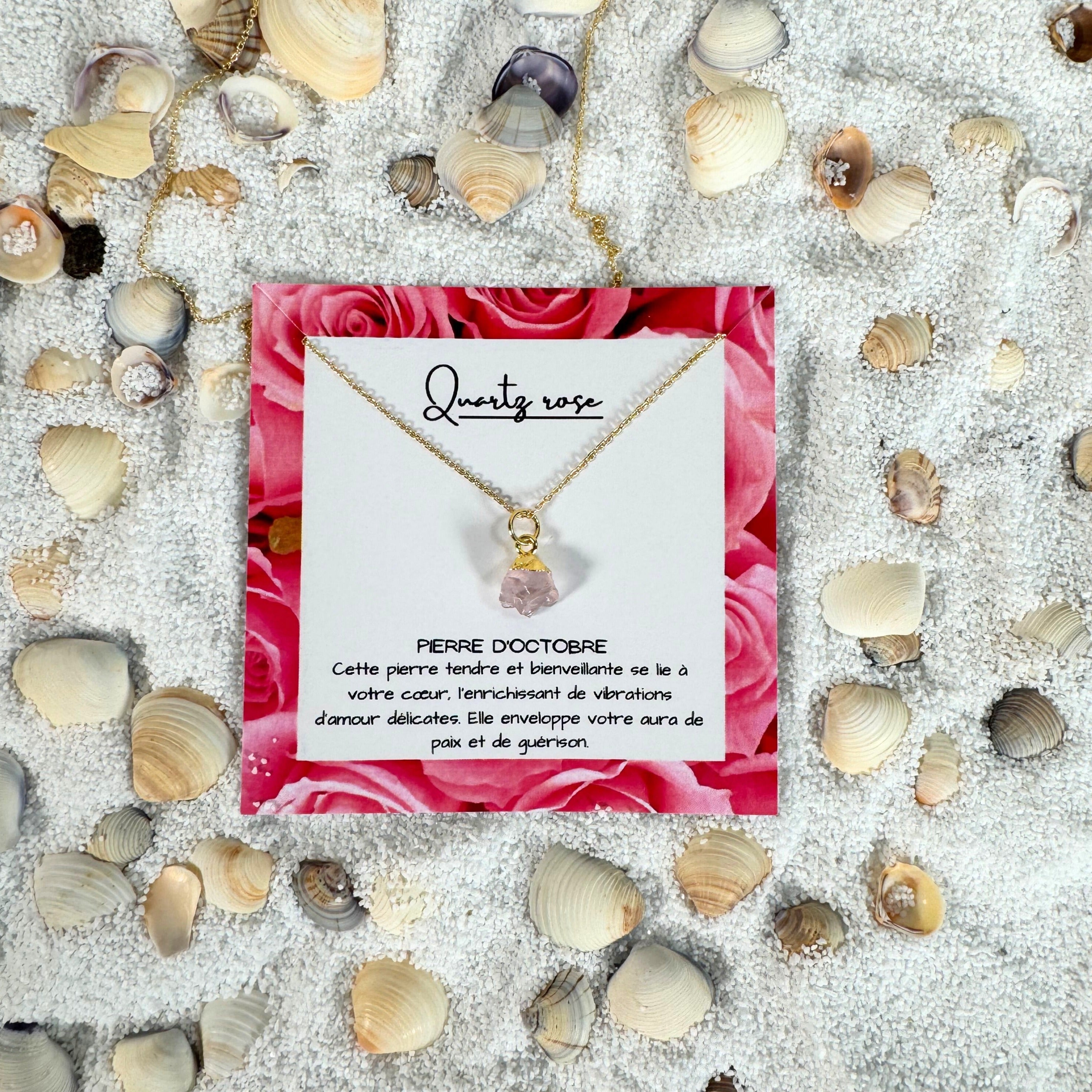 Collier d'Octobre: Douceur de Quartz Rose - Pierre de Naissance