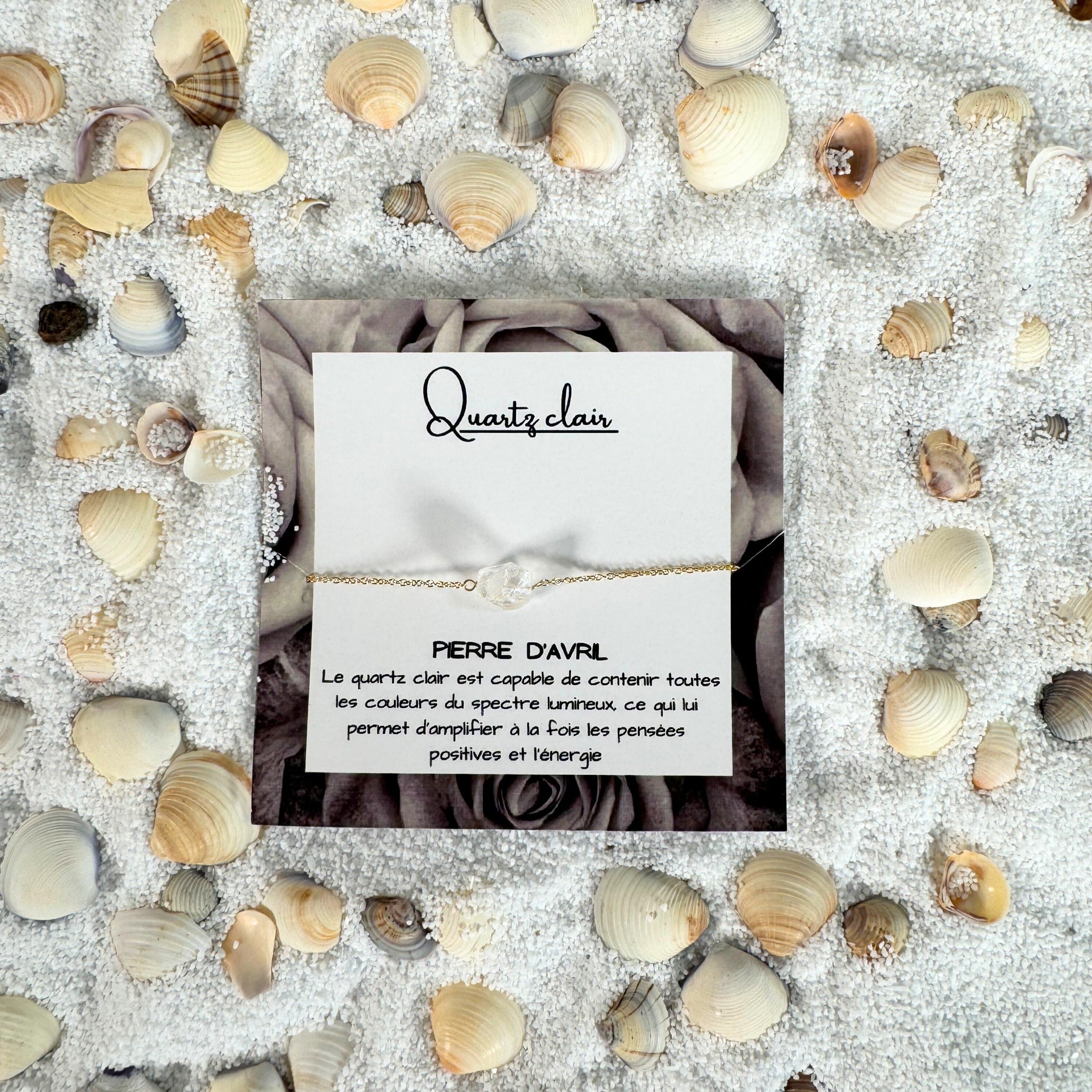 Bracelet d'Avril: Lumière de Quartz Clair - Pierre de Naissance