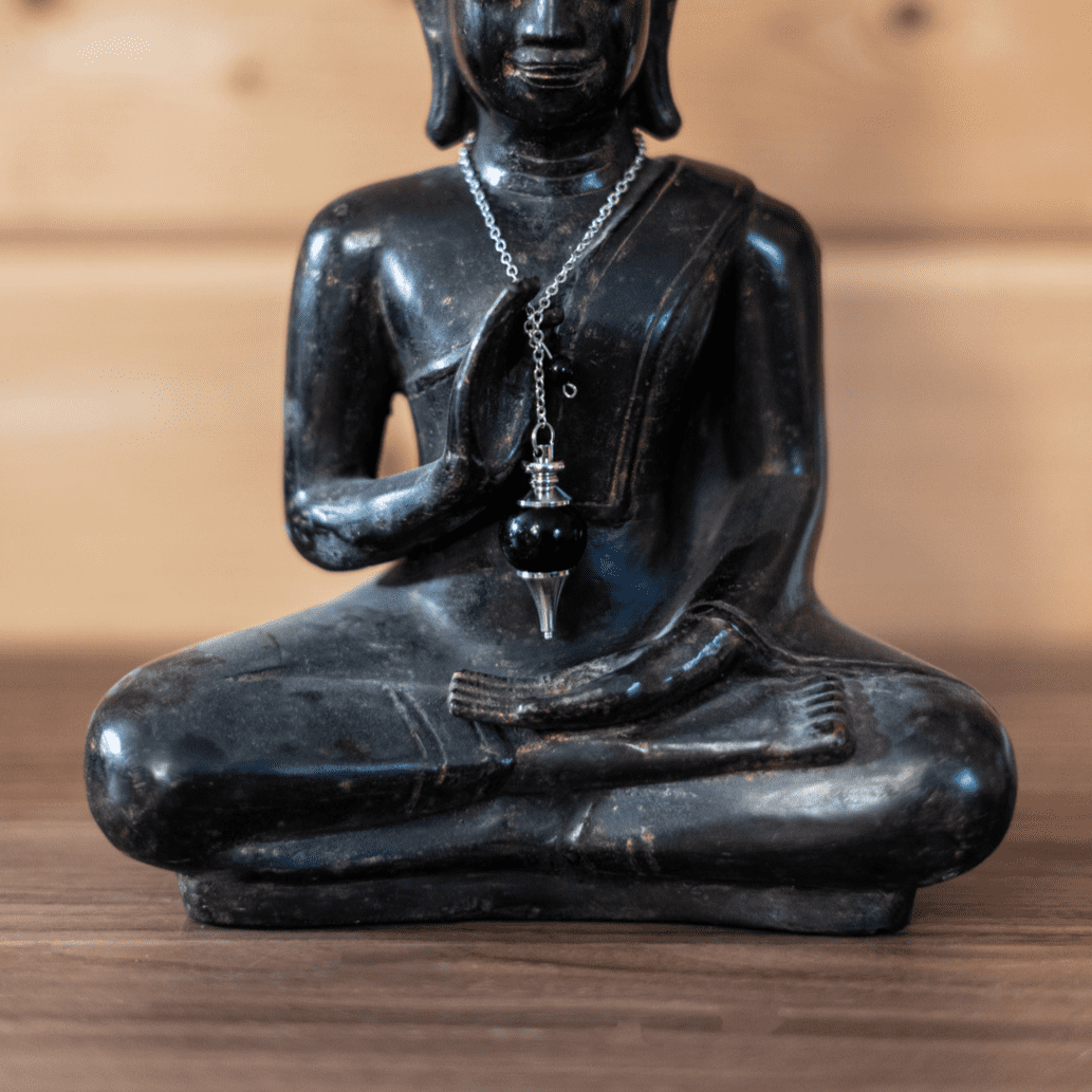 Pendule sphère Obsidienne noire - Pierre naturelle de lithothérapie - Chantal Vereyen