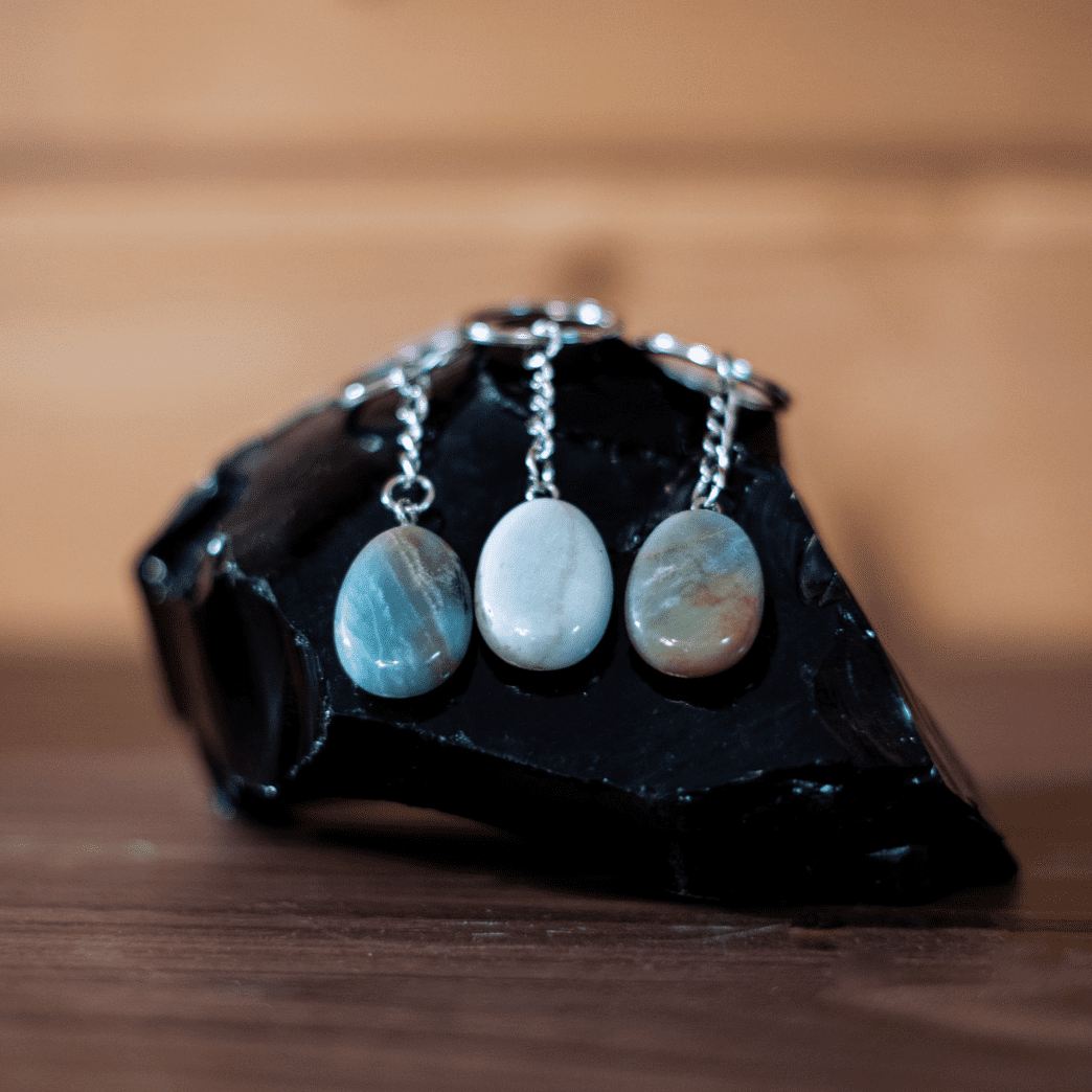 Porte-clés Amazonite multicolore - Pierre naturelle de lithothérapie - Chantal Vereyen