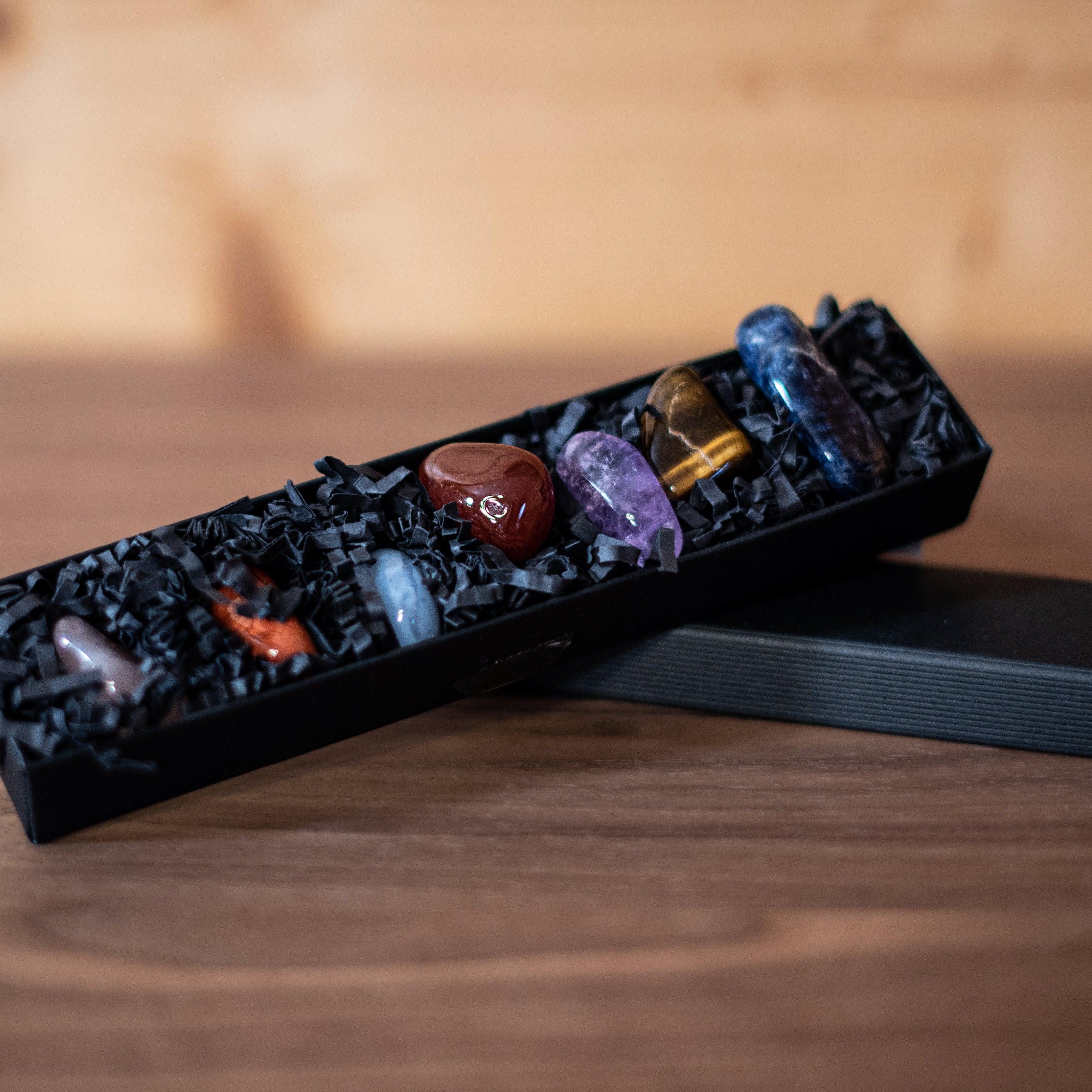 Coffret 7 Chakras - Pierre naturelle de lithothérapie - Chantal Vereyen