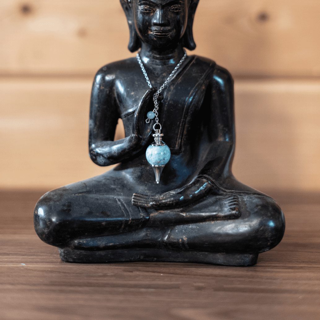 Pendule sphère Amazonite - Pierre naturelle de lithothérapie - Chantal Vereyen
