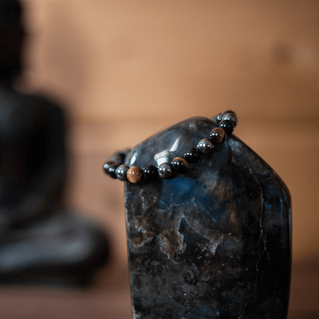 Bracelet Obsidienne, Hématite et Oeil de Tigre - Pierre naturelle de lithothérapie - Chantal Vereyen